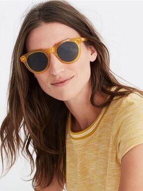 Madewell Women’s Mustard Yellow Whisper Cotton Ringer Tee Size Medium